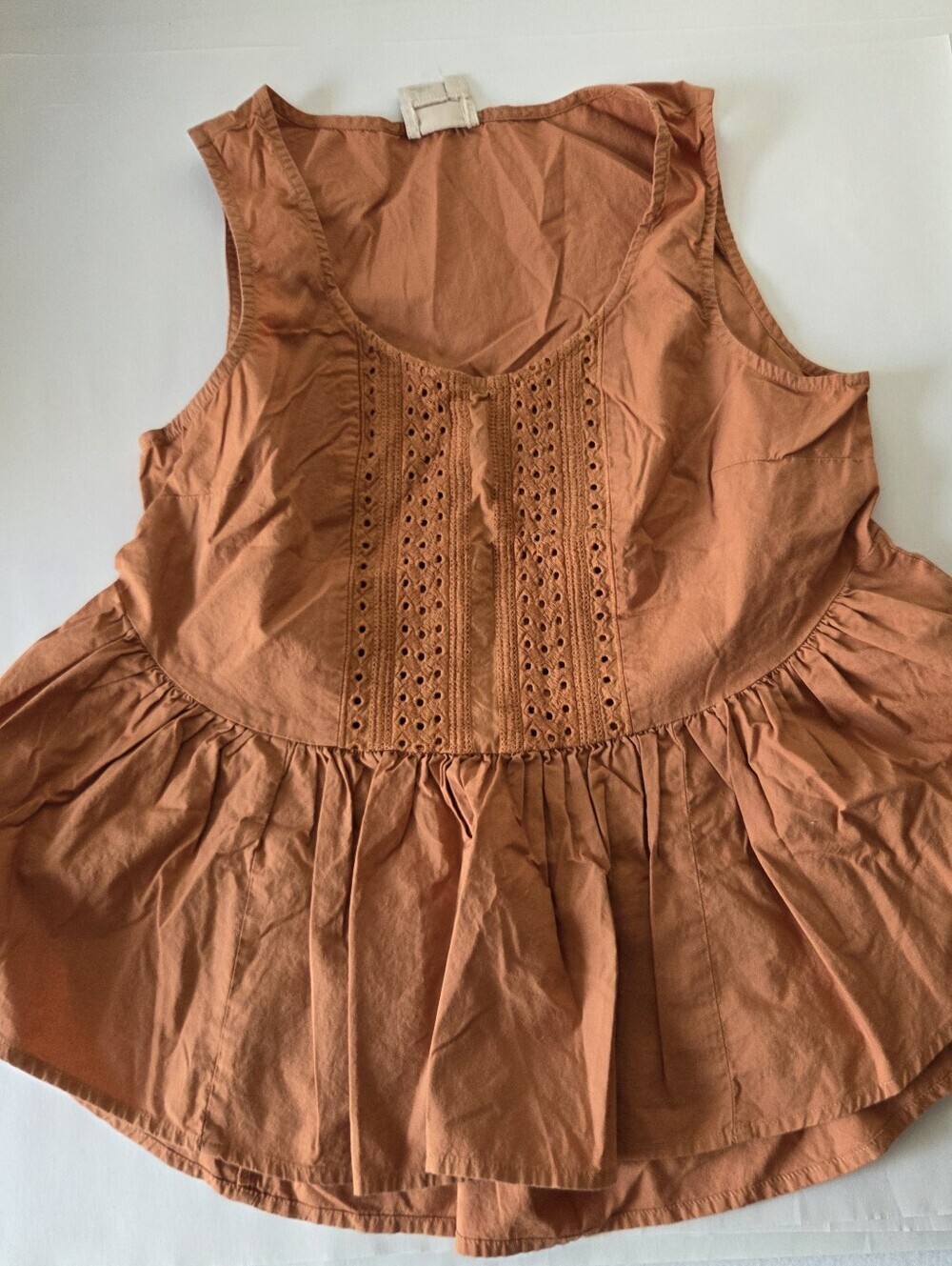 Anthropologie Vanessa Virginia Women’s Rust Eyelet Scoop Neck Peplum Tank Top
